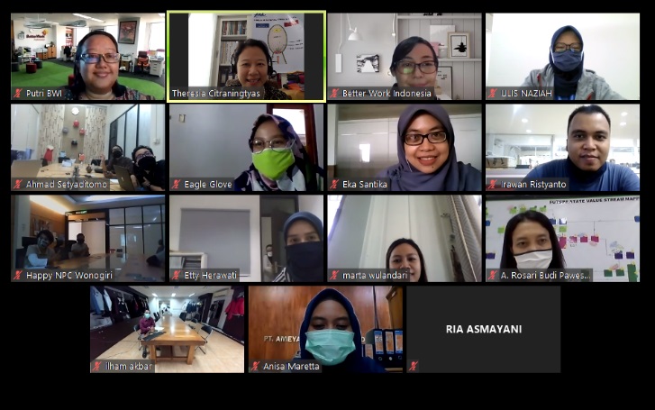 Cara pengembangan diri, professional dan komunitas yang baru secara online: Pelatihan online mengenai pengelolaan stress selama krisis COVID-19, untuk pegawai pabrik garmen di Jawa, melalui Betterwork Indonesia / Betterwork Indonesia