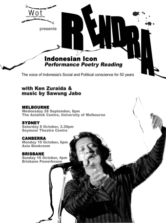 Rendra speaks to Australia / Johan Marais-Piper Rendra in Australia